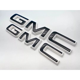Auto Front & Rear GMC White Black OVERLAY Emblem Badge Fit 2023+ GMC Canyon
