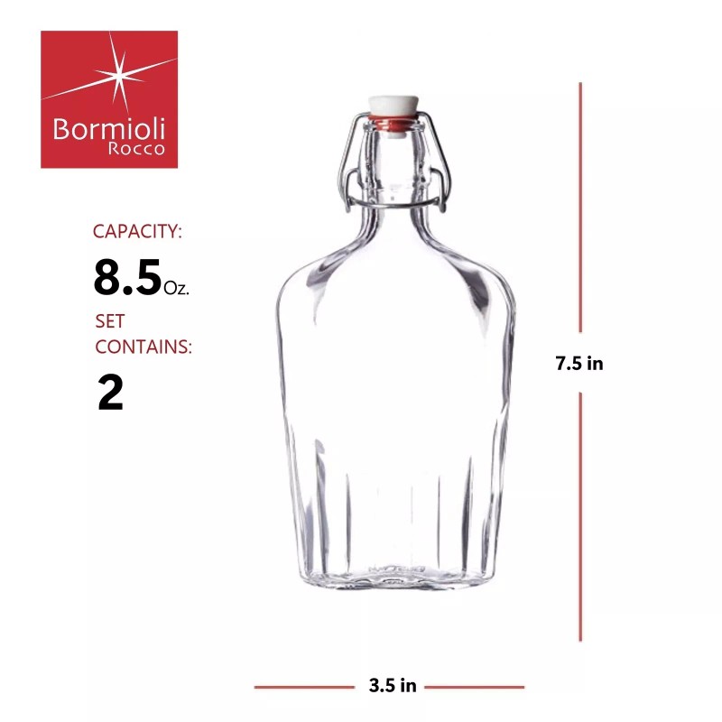 Bormioli Rocco Fiaschetta Pocket Flask, 8.5 oz - Set of