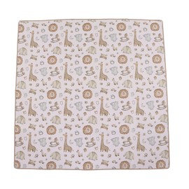 Baby High Chair Floor Mat, 110 x 110 cm, Soft, Cute Cartoon Animal Pattern, Waterproof Food Mat, Baby Indoor Activities for Home