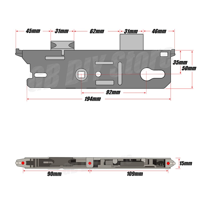 Fuhr 856 Replacement Door Lock Gearbox Centre Case 35mm Backset