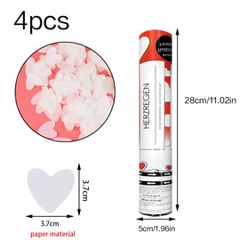 Confetti Cannons White, Fewlew Party Poppers *4, White Heart Confetti Cannon, Handheld Wedding Confetti Cannon for Weddings, Parties, Baby Showers, Christmas, Birthday Parties