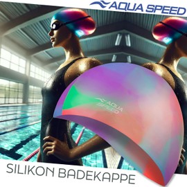 Aqua Speed Colourful Swimming Cap + Small Microfibre Towel | Women & Men | Swimming Cap for Children Waterproof | Swimming Cap | Elastic Swimming Hat Cap Waterproof | 08th Colourful / 51