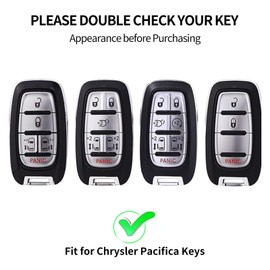 T-carbon Real Glass Fiber Key fob Cover Compatible with Chrysler Pacifica Key fob Protector fits for Chrysler Key Shell Pacifica Pinnacle Hybrid Touring Limited 4-7-Buttons Key Cover(Silver Black)