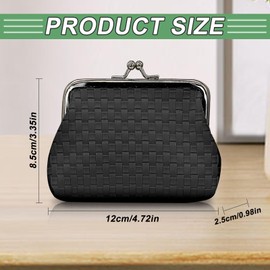 AdiStylinno Mini Wallet for Women, Small Change Purse with Kiss Lock, Vintage Double Clasp Mini Coin Purse, Coin Purse for Card Keys, black, cute