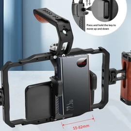 Aluminum Alloy Detachable Dual Wooden Handles Phone Cage for Cellphone Handheld Stabilizer, Smartphone Video Rig Kit, Universal Phone Video Rig Kit for Vlogs Videos Live Streaming