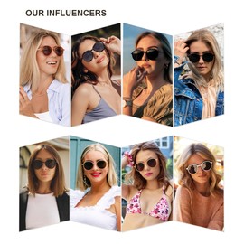 SOJOS Trendy Designer Hexagon Round Sunglasses for Women Fashion Big Shades Geometric Women Sunglasses SJ2181, Green Frame/Green Grading Lens