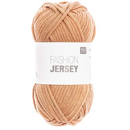 Rico Design Fashion Jersey, Tube Yarn, Jersey Wool for Knitting and Crocheting, Jersey Ribbon Yarn, Summer Wool (19 Light Brown)