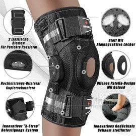 NEENCA Knee Brace for Knee Pain, Adjustable Knee Support with Hinge and Removable Side Stabilisers, Strong Stability to Relieve Joint Pain, Arthritis (3XL)