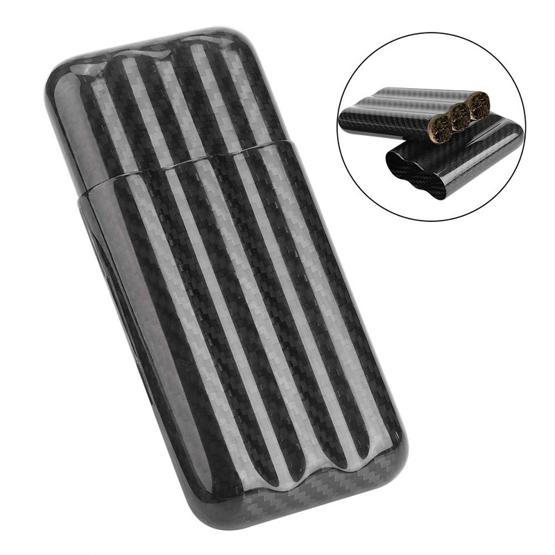 Gorgeri Carbon Fibre Cigar Case Humidors 3 Tubes Cigar Holder