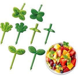 8 Pieces Food Picks for Kids Cute Mini Leaf Food Picks for Bento Box Reusable Fun Toddler Food Picks Mini Cartoon Food Picks for Sandwich, Salad, Bento Decor, Party Supplies