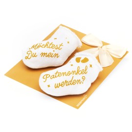 goldprintz I Want to Announce My Patentonkel I Pregnancy I Gold Printed Baby Sock with Postcard I We Get a Baby Announcement I Baby Announcement Pregnancy I Baby News