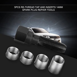 Spark Plug Repair Carbon Steel Re-Tap Tools with Inserts for 14 mm 5-Piece Set