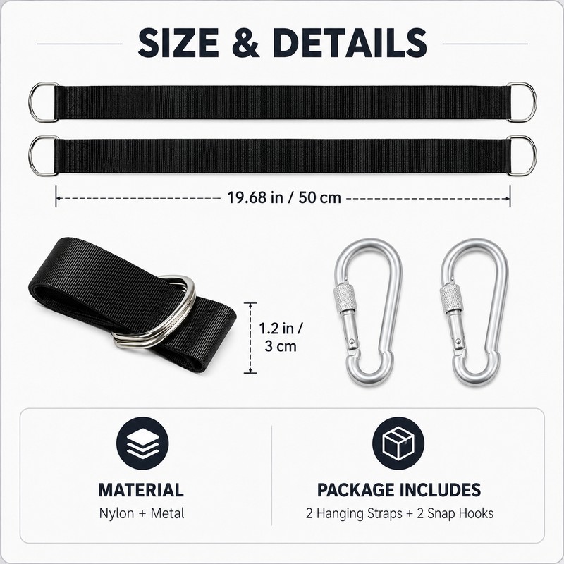 Hammock Hanging Straps for Outdoor Use – 2-Pack Nylon Swing