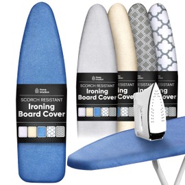 Home Intuition Extra Thick Ironing Board Cover and Pad Iron Scorch Resistant with Hook and Loop Secure Fastener and Elastic Edge,15x54, Standard Size Coated Thick Padding, Blue