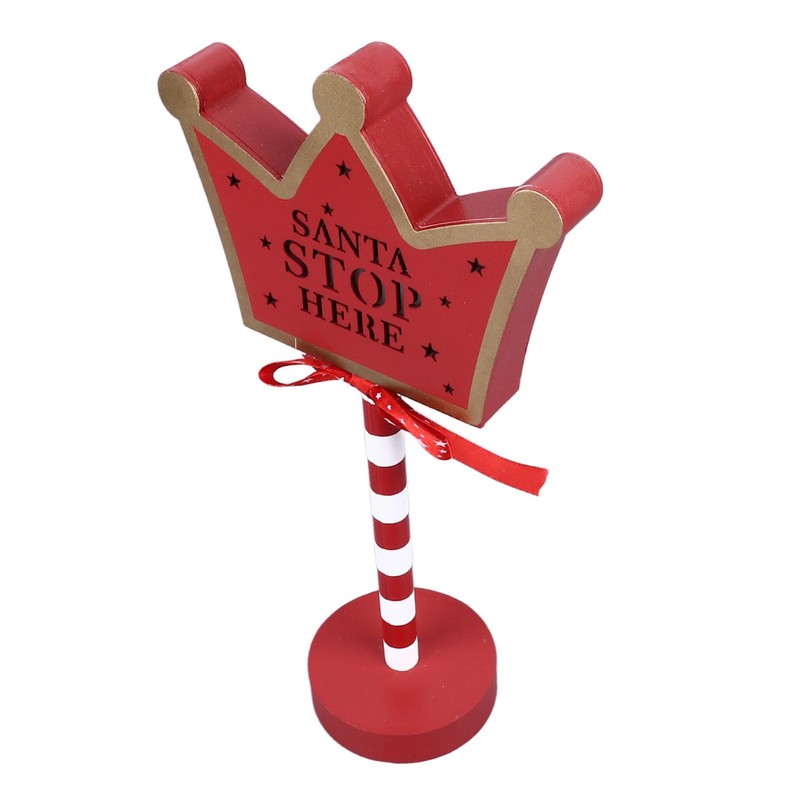 Christmas Stop Here Decor Metal Solid Wood LED Delicate Santa