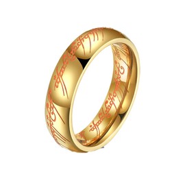 Elvish Ring Glow in the Dark, Elvish Rune Jewelry (Luminous Gold, 9)