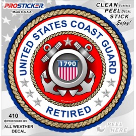 ProSticker 410V (One) United States Coast Guard Retired USCG Decal (4")