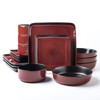 Arora FLACKAR Square Stoneware 16pc Double Bowl Dinnerware Set for