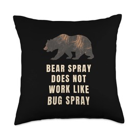 Funny Bear Spray Bug Spray Joke Funny Camping Throw Pillow