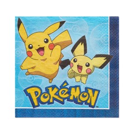 Vibrant Multicolor Pokemon™ Luncheon Napkins - 6.5" x 6.5" (Pack of 16) - Perfect for Kids Parties & Celebrations