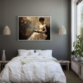 Vintage women wall art classical Reading Woman Portrait Oil Painting for Bedroom Bathroom Wall Decor Famous Oil Painting Canvas Wall Art Painting 16x24 in Unframed Vintage Art Prints Room Wall Decor