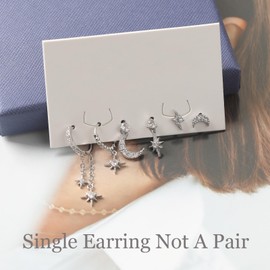 Piercing Ohr Silber Ohrringe Set für Mehrere Ohrlöcher Helix Piercings für Damen 14K Vergoldet Ohrstecker Set Klein Creolen Silber Ohrringe Damen Stapelbar Zirkonia Ohrstecker