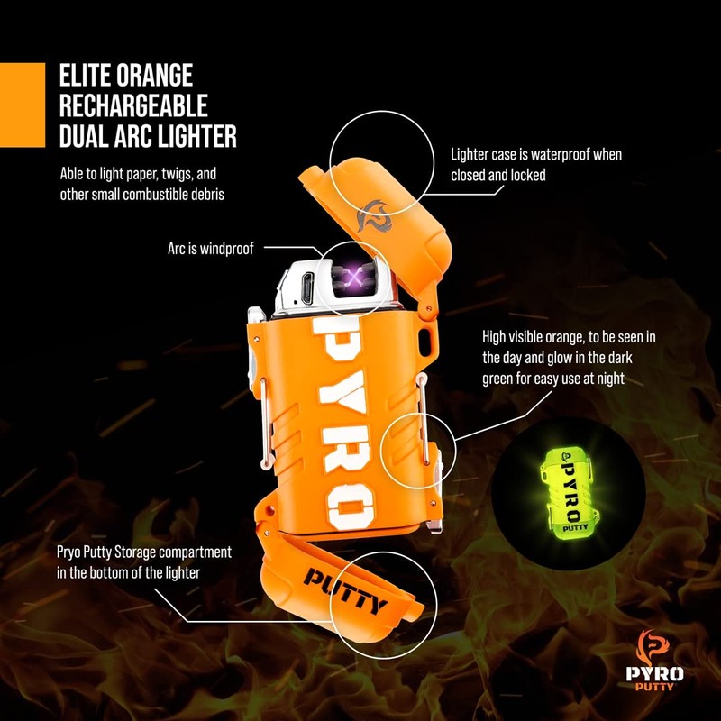 Pyro Putty Stow & Go ARC Electric Lighters Rechargeable: Fire
