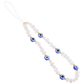Xinjoduz Beaded Phone Charm Evil Eye Cell Phone Wrist Strap Cute Phones Lanyard Evil Eye Beaded Chain Keychain Handmade Phones Chain Straps Keychain for Men Women String