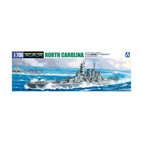 Aoshima Bunka Kyozai 1/700 Water Line Series US Navy Battleship North Carolina Plastic Model 611