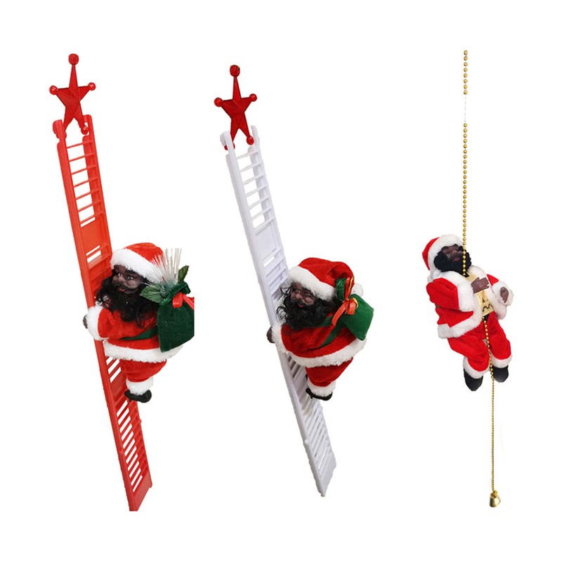Climbing Ladder Sant Red White Golden Electric Santa Climbing Ladder