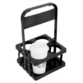 Bodaon Bodaon 4 Cup Drink Carrier with Handle, Plastic Cup Carriers for Drinks, Drink Holder for Car, GrubHub/Eats Doordash Accessories, Portable Foldable Reusable Mobile, Use for Food Delivery Bag, Black
