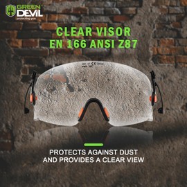 GREEN DEVIL Replacment Built-in Clear Visor/Safety Glasses for Safety Helmet