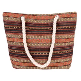 FAVORTALK Beach Bags for Women Canvas Tote Bag Large Summer Beach Tote with Zipper and Rope Handle Canvas Shoulder Handbags Travel Tote for Beach Holiday Shopping (Horizontal Pattern Yellow),B25815