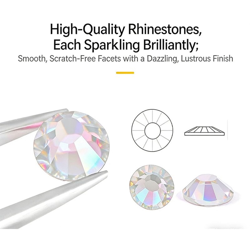 YouLuo 1440pcs Flat Back Crystal Rhinestones Round Gems, SS20, 4.6-4.8mm