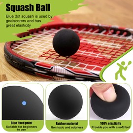 Exogio 3 Pcs Squash Balls Blue Dot Training Squash Ball Fast Speed Sports Squash Balls for Professional Player Training Dot Squash Balls