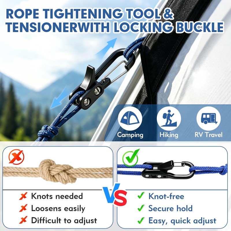 6 Pack Rope with Roller Tensioner for Easy and Secure