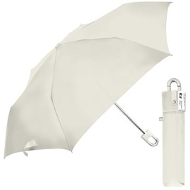Women's Folding Umbrella, Thin, Compact, Portable, Convenient, Carabiner, Hook, Flat, 21.7 inches (55 cm), Light Gray
