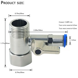 Stainless Steel Water Supply Adapter 1/2" x 1/2" x 1/4" Tee Stop Valve with Push-to-Connect Quick Fitting, Perfect for Reverse Osmosis Water Filters, and PE Pipe Shunts in Refrigerator Systems