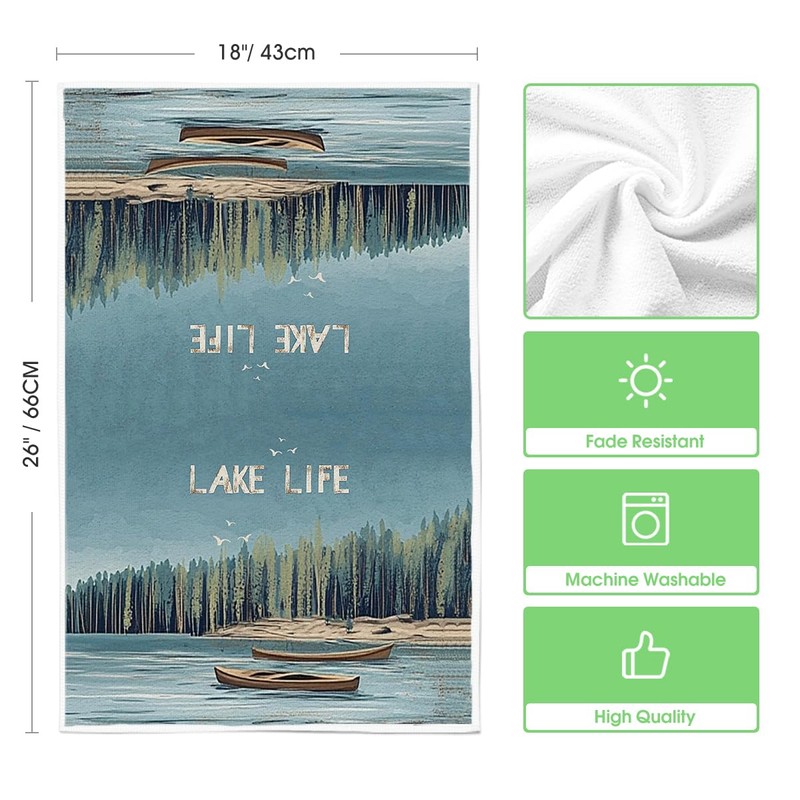 Artoid Mode Lake Life Boat Bird Summer Kitchen Towels Dish