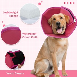 OUOBOB Dog Cone Collar After Surgery, Soft Dog Cone for Large Dogs, Adjustable Dog Recovery Cone Collar, Elizabethan Collar for Dogs Anti-Bite, Breathable Dog Surgery Cone Prevent Licking Wounds L