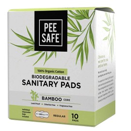 Pee Safe Biodegradable Sanitary Pads - Regular (Pack of 10) | 100% Organic Cotton & Bamboo Pulp | Organic Sanitary Pads | Cotton Sanitary Pads | Bamboo Sanitary Pads | Biodegradable Disposable Bags
