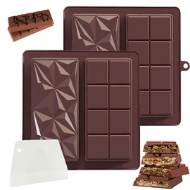 Youery Schokoladenform Silikon Tief, 2 in 1 Dubai Schokolade Form, 2 Stück Silikonform und Spachtel,Schokoladentafel Tiefe Schokoladenform, Schokolade Form für Schokolade Praline Süßigkeiten
