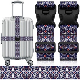 Travel Belt for Luggage Straps, Personality Pattern Luggage Straps for Suitcases with Quick Release Buckle, Adjustable Nylon Strap Cross Suitcase Belt, 1.96 in W x 6.5 ft L, 2 Pack - Totem 1