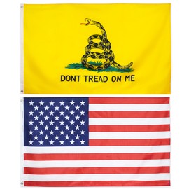 Set USA Don't Tread On Me Flags Tea Party Gadsden United States Gift Lot (3x5FT) … (12"x18" Inches)