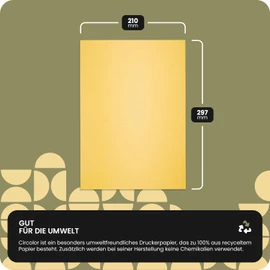 Netuno 50 Sheets of Craft Paper Mustard Coloured DIN A4 210 x 297 mm 80 g Circolor Saffron Coloured Paper A4 Recycled Paper Coloured Drawing Paper for Crafts Colourful Paper Printable Writing Paper