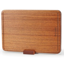 Relxinke Solid Teak Wood Cutting Board One Piece Non Glued Thick Crack Resistant Wooden Chopping Board with DeepJuice Grooves Built in Handles for Kitchen Meat Vegetables Chese 15 X 10.5 Inch
