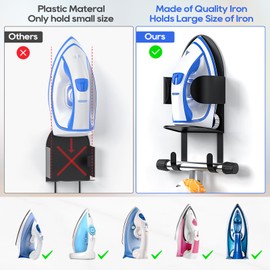 ORLESS Metal Large Ironing Board Holder Wall Mount, Ironing Board Hanger, Iron Board Holder, Iron Board Hook Wall Mount, for Laundry Rooms (Black)