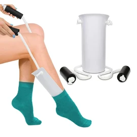 Sock Aid Tool Sock Helper Slider Sock Puller Upper Easy On and Off Stocking Slider Sock Assistant Aid Socks Dressing Aids with Long Handle Adjustable Sock Put On Helper for Elderly Pregnant Disabled