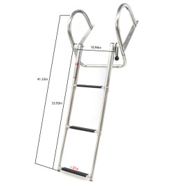 JOPOW Boat Ladder Stainless Steel 3 Steps Telescoping Ladder Folding Dock Ladder USA