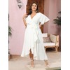 SCOMCHIC Women Plus Size Maxi Dress Short Sleeve Wrap V